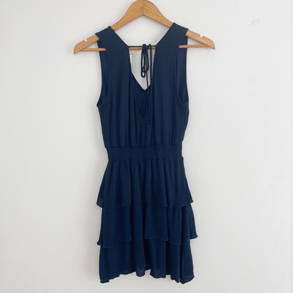Altar’d State Navy Boho Ruffle Sleeveless Mini Dress Size Small - Picture 5 of 9